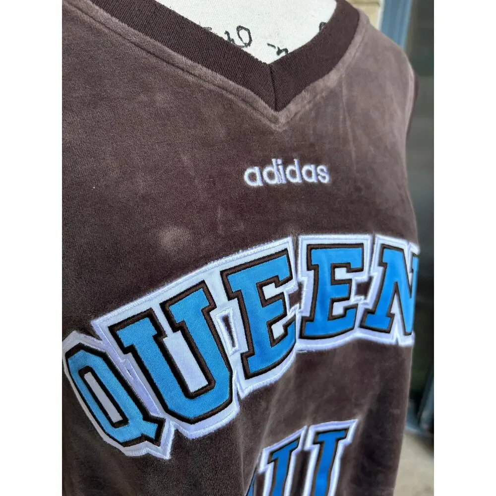 vintage Velour patchwork adidas jersey queens brown - Picture 2 of 6